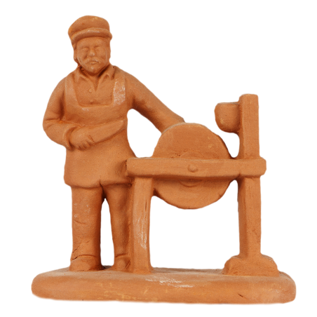 Santons De Provence Arterra - Le Rémouleur, 7 Cm, Argile Décorée à La Main, Fabrication Française