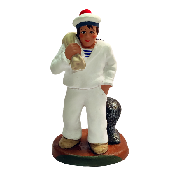 Santons De Provence Arterra - Homme à La Pipe, 7 Cm, Argile Décoré à La Main - Collection Les Blancs, Artisanat Français