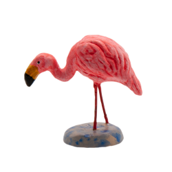 Santon flamant rose courbé...