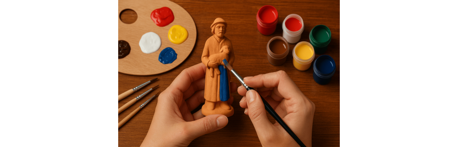 Peindre vos santons bruts : pigments, pinceaux et techniques de pro